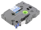 Bandă laminată Brother TZE-535 albastră 12mm 8m, cu adeziv, text alb