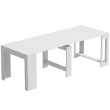 HOMCOM Masă Extensibilă Convertibilă &icirc;n Consolă pentru 10 Persoane, PAL, Oțel, 240 x 90 x 78 cm, Alb | Aosom Romania