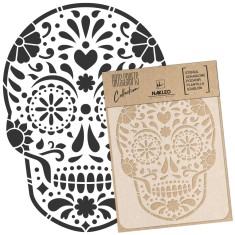 Reutilizabil Șablon - Craft - Scrapbooking // DIA DE LOS MUERTOS - CRANIU MEXICAN - A4 (21x30cm)