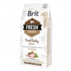 Brit Fresh Fit & Slim Adult S-XL, Curcan cu Mazare, hrană uscată conținut redus cereale câini, managemetul greutații, 2.5kg