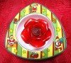 SFESNIC / SUPORT LUMANARE DIN PORTELAN DECOR DE IARNA CU MOS CRACIUN 11 CM