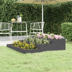 vidaXL Jardinieră, gri, 107x107x27 cm, lemn masiv de pin