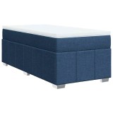Cumpara ieftin Pat box spring cu saltea, albastru, 100x200 cm, textil