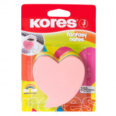 Notite Adezive Inima Kores, 5 culori neon, 50 file/culoare, Bloc Notes, Sticky Notes, Post-it, Post-it-uri, Bloc de Hartie, Notite pentru Birou, Notit