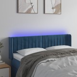 vidaXL Tăblie de pat cu LED, albastru &icirc;nchis, 147x16x78/88 cm, catifea