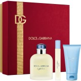 Dolce&amp;Gabbana Light Blue Pour Homme EDT Trio Gift Set set cadou pentru bărbați