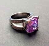 Inel din Argint AG .925 cu Piatra Mare Violet 14,5 gr marimea 58 ( 1,5 mm )