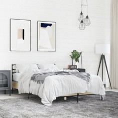 vidaXL Cadru de pat, stejar sonoma, 140x200cm, lemn prelucrat și metal 3280043