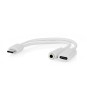 Adaptor PROFESIONAL USB type C tata - USB-C mama / Jack 3.5 mm mama casti 10cm alb Nedis CCGB64922WT01