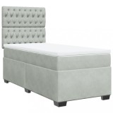 Cumpara ieftin Pat continental cu saltea, gri deschis, 80x200 cm, catifea