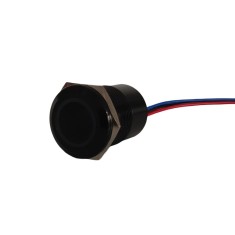 Buton tactil piezoelectric SPST 22mm, metalic negru, LED rosu verde, NO, 12-24V DC, 0.2A, IP67, cu mentinere