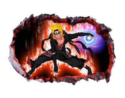 Sticker decorativ, Gaura in perete 3D, Anime, 85 cm, 1000-2STK foto