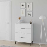 Comoda Adore Oryana, 4 sertare, Alb - Nuc, 80 x 104 x 44 cm