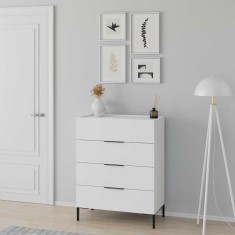 Comoda Adore Oryana, 4 sertare, Alb - Nuc, 80 x 104 x 44 cm