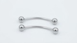 Piercing Curbat din Argint 925 Model Banana Barbell cu Bile Lucioase