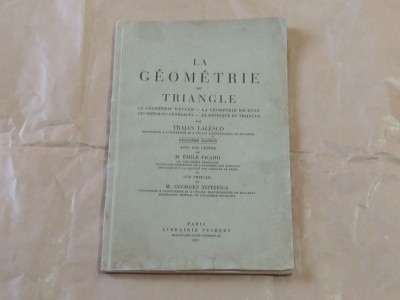 LA GEOMETRIE DU TRIANGLE par TRAJAN LALESCO, ED.1937 foto