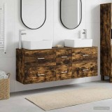 Cumpara ieftin Set dulap baie 3 buc. Stejar fumuriu 136 x 35 x 80 cm