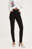 Desigual pantaloni ELBA femei, culoarea negru, mulata, high waist, 24WWPW35