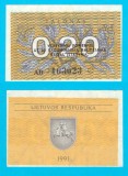 Lituania (p#30) 0.2 Talonas 1991 UNC &#039;&Icirc;nlocuitorul Rublei Sovietice&#039; serie: AD 103023
