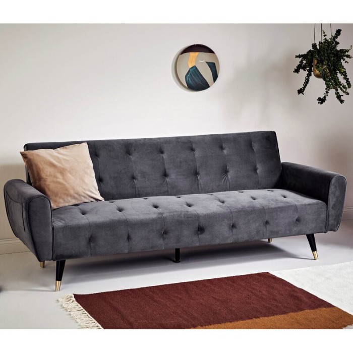 Canapea Glamour 219x84x81 cm Rabatabila Dark Grey