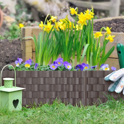 Bordură de pat de flori / gard 60 x 22 cm - maro - 4 buc / pachet foto
