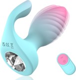 Vibrator Anala Silicon Dublu Motor, 10 Vibratii, Telecomanda, 3.5cm Diametru, Transparent