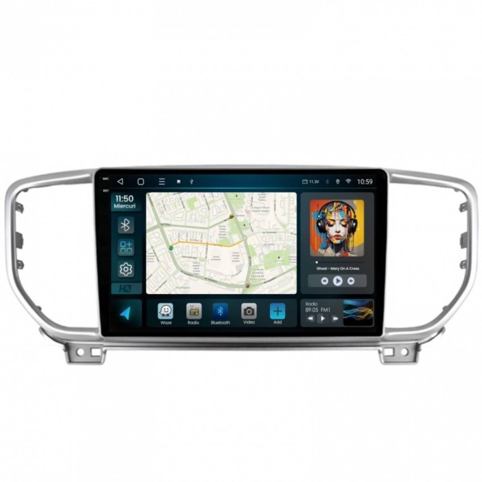 Navigatie 2K Kia Sportage (2018+) 4GB RAM Android 13 Octacore Slot Sim 4G DSP GPS Wi-FI Carplay Android Auto USB Bluetooth Waze Touchscreen 9.5 Inch