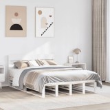 VidaXL Cadru de pat fără saltea, alb, 140x190 cm, lemn masiv de pin