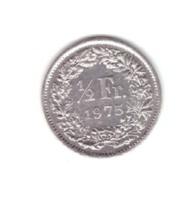 Moneda Elvetia 1/2 franc 1975, stare foarte buna, curata foto