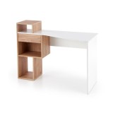 Birou HM Conti, rafturi, sertar, PAL melaminat, 122x57x90 cm, stejar auriu alb