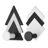 Set 2 Carlige de perete autoadezive pentru chei, Kwmobile, Negru/Alb, Aluminiu, 55886.01