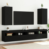 Comode TV de perete cu lumini LED, 2 buc., negru, 30,5x35x70 cm GartenMobel Dekor, vidaXL