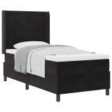 vidaXL Pat cu arcuri cu saltea cu headboard Negru 90 x 190 cm Catifea 3341986