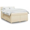VidaXL Pat continental cu saltea, crem, 140x200 cm, material textil 3289008
