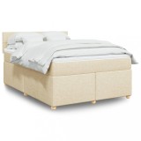 VidaXL Pat box spring cu saltea, crem, 140x200 cm, textil