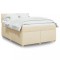 vidaXL Pat continental cu saltea, crem, 140x200 cm, material textil 3289008