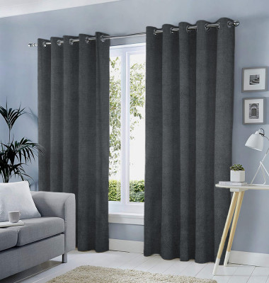 Draperie tip tesatura in cu inele negre, Madison, 250x270 cm, densitate 700 g/ml, Aled, 1 buc foto