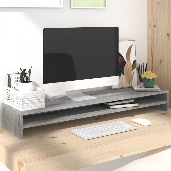 vidaXL Suport pentru monitor gri sonoma 100x24x13 cm lemn prelucrat