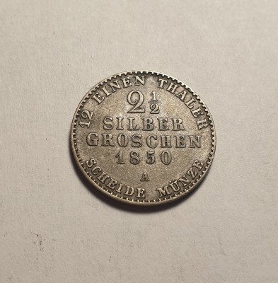 Prusia 2 1/2 Silber Groschen 1850 A foto