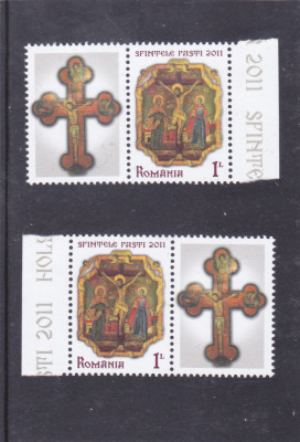 ROMANIA 2011 - SFINTELE PASTI, CU VINIETA STANGA - DREAPTA , MNH - LP 1893 foto