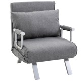 HOMCOM Canapea Extensibilă cu Poziție Reglabilă &icirc;n 5 Niveluri, Canapea pliabilă cu pernă, 65x69x80 cm, Gri | Aosom Romania