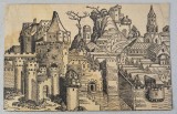 Michael Wolgemut &quot;Geneva vedere panoramica&quot; xilogravura 1493, Peisaje, Cerneala, Altul