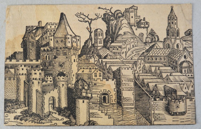 Michael Wolgemut &quot;Geneva vedere panoramica&quot; xilogravura 1493