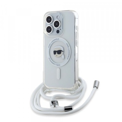 Husa MagSafe pentru Apple iPhone 15 Pro, Karl Lagerfeld, IML Crossbody Karl&amp;#039;s Head, Transparenta foto
