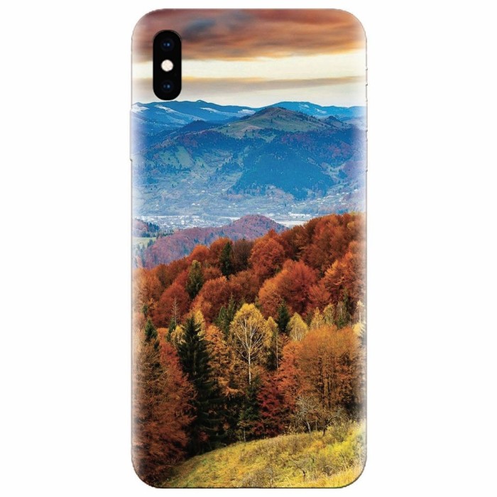 Husa silicon pentru Apple Iphone X, Autumn Mountain Fall Rusty Forest Colours