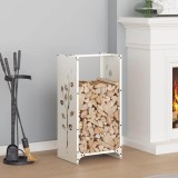 VidaXL Suport pentru lemne de foc alb 40x30x80 cm Oțel laminat la rece