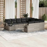 vidaXL Set canapele de grădină cu perne, 11 piese, gri, poliratan 3220731