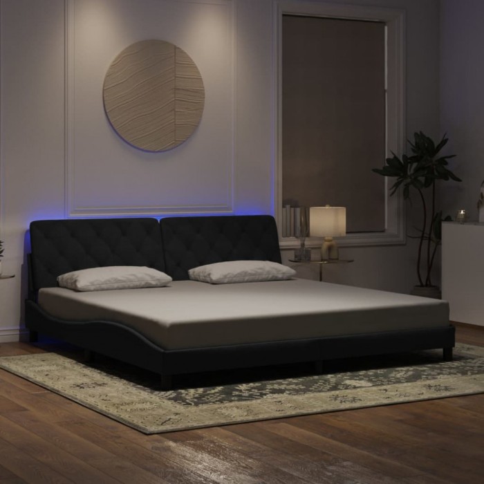 vidaXL Cadru de pat cu LED fără saltea, negru, 200x200 cm, catifea 3213875