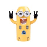 Dozator pasta de dinti, Minion, 2 suporturi pentru periuta de dinti, din plastic, galben