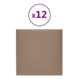 Cumpara ieftin Panouri de perete 12 buc. cappuccino 30x30 cm piele eco 1,08 m&sup2;